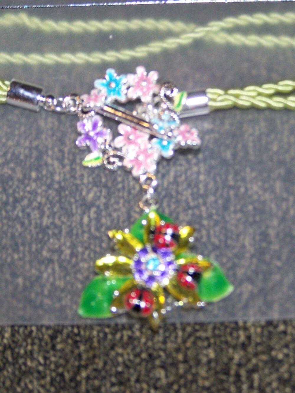 Floral & Ladybug Green Bracelet NWT